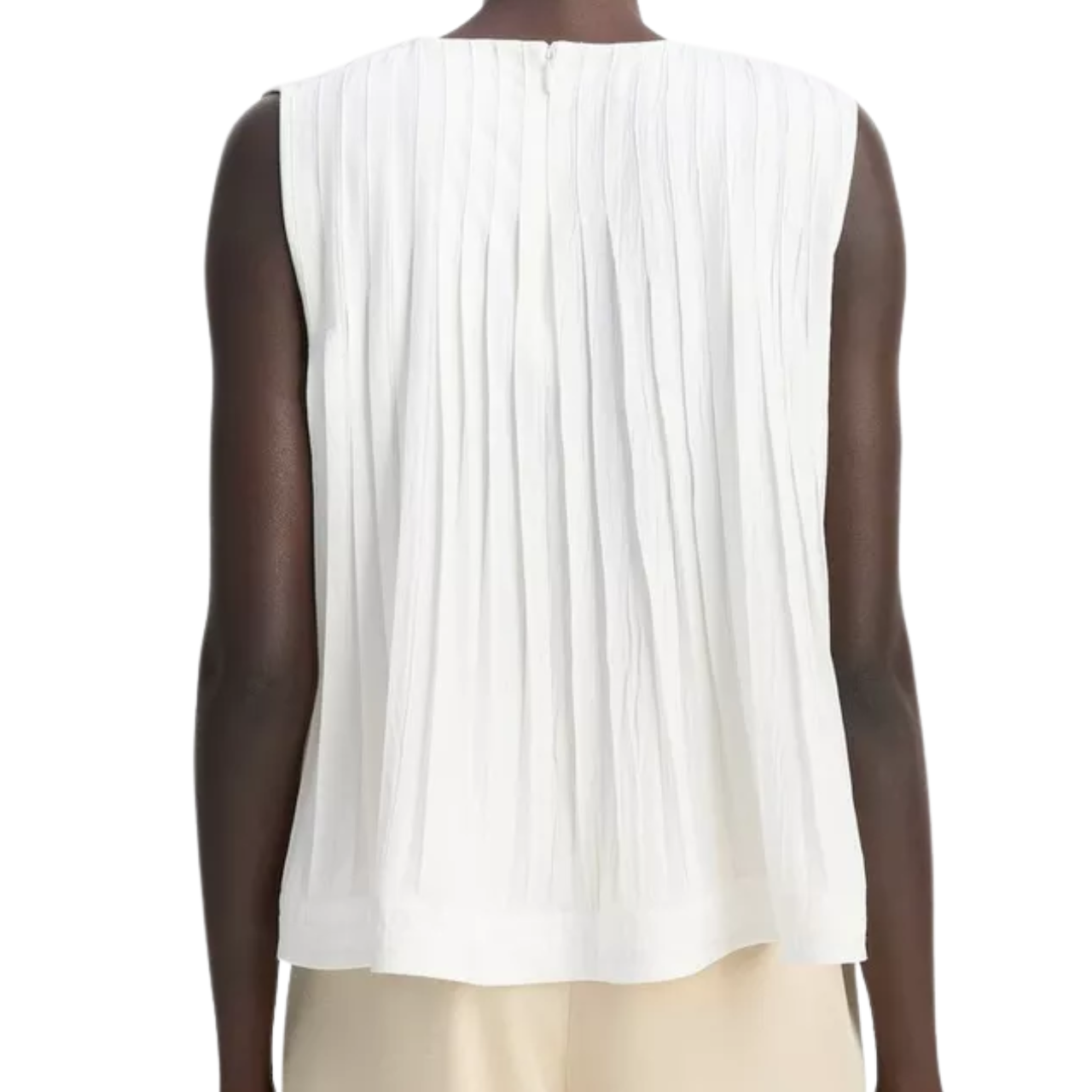 Pleated A-Line Top Off White