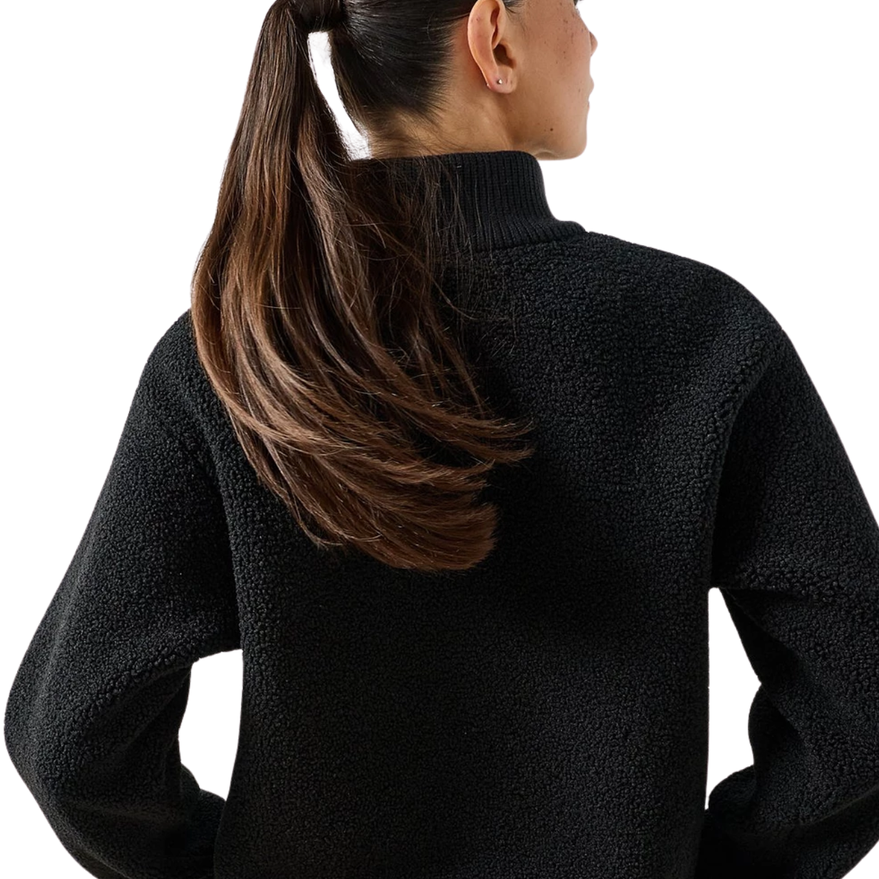 Plush Black Fleece Half Zip Sweater