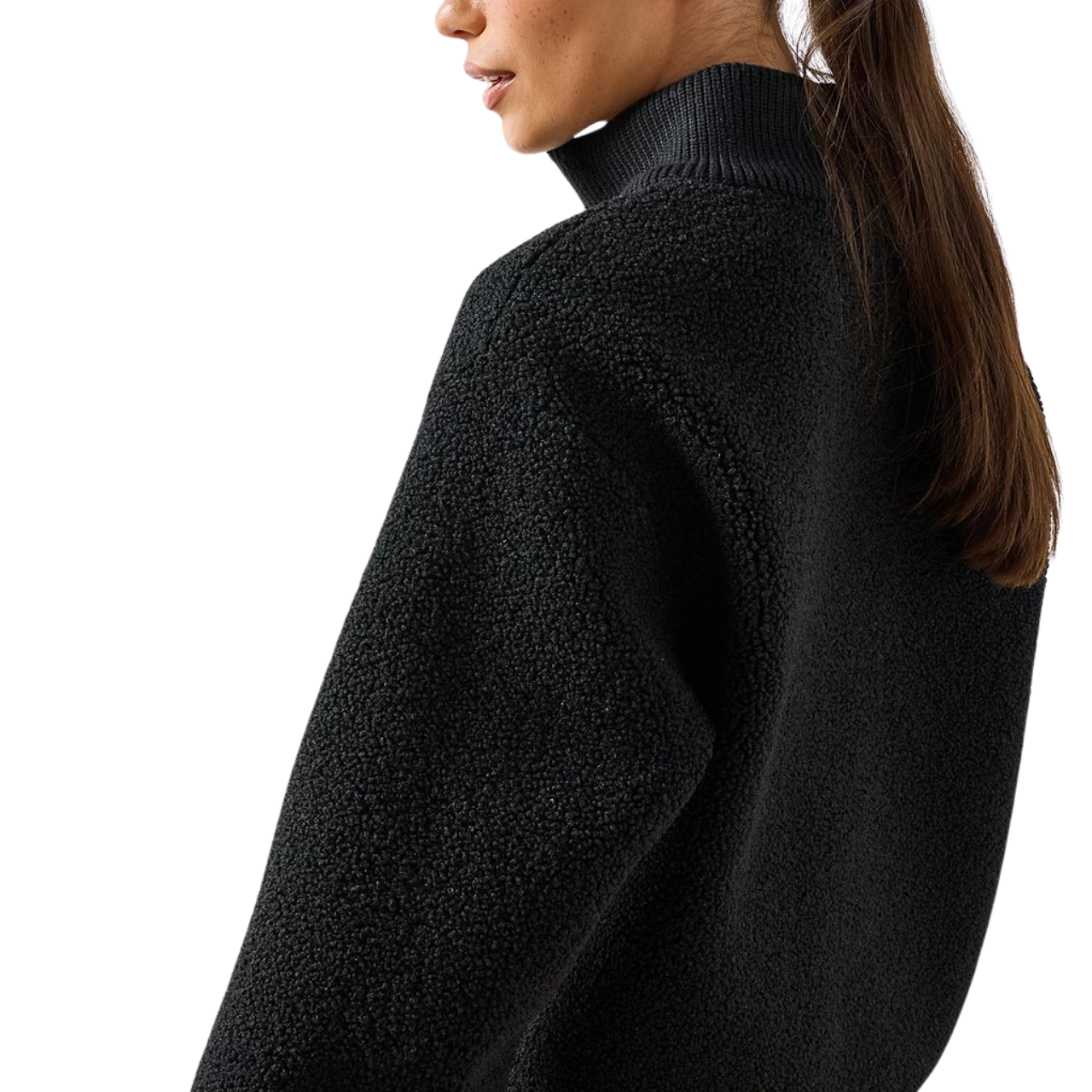 Plush Black Fleece Half Zip Sweater
