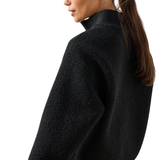 Plush Black Fleece Half Zip Sweater