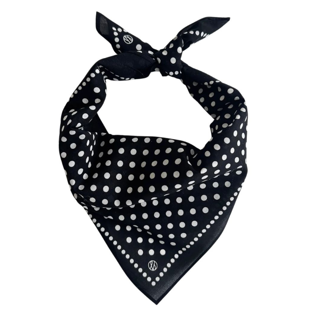 Polka Dot Black Cotton Scarf