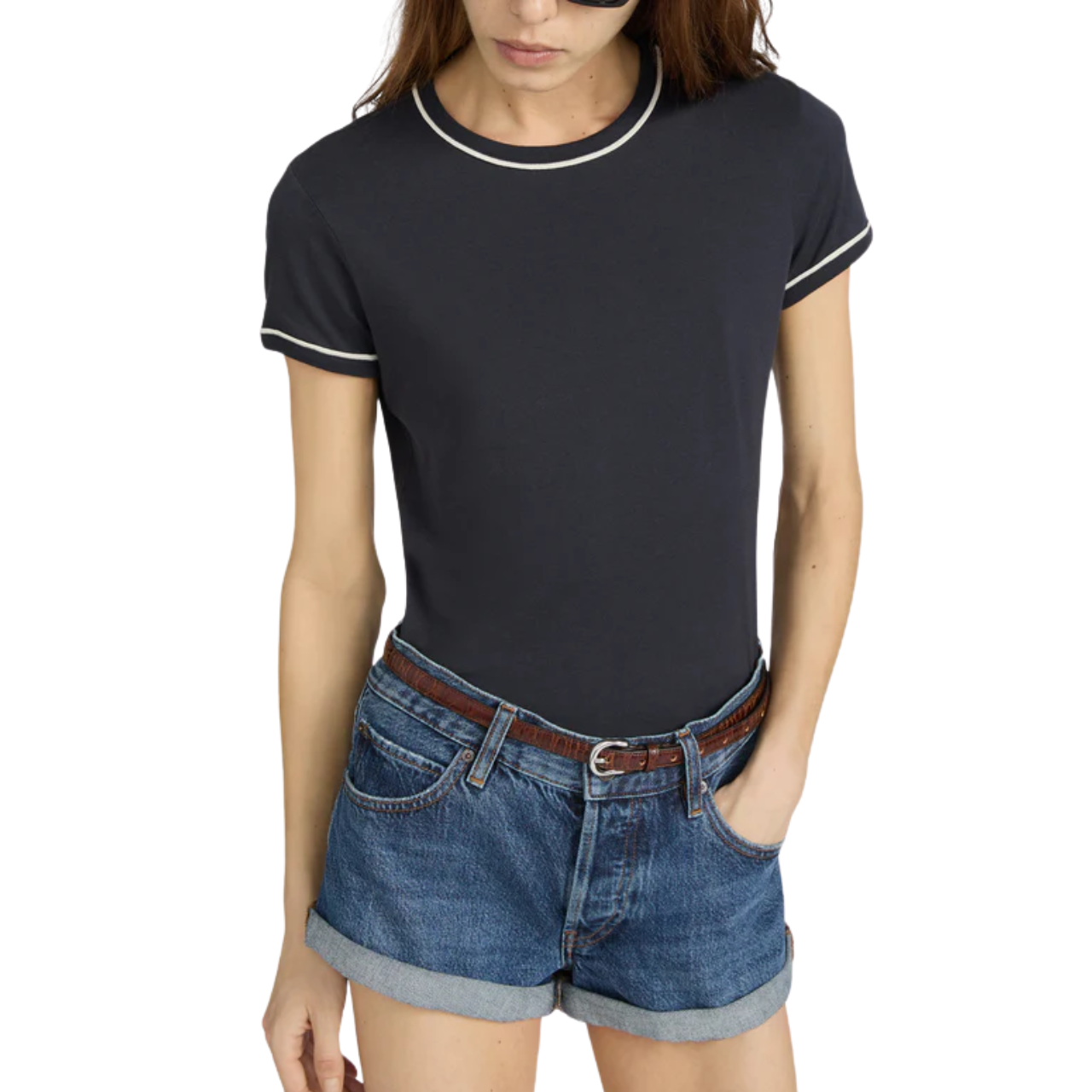 Ringer Baby Tee Navy