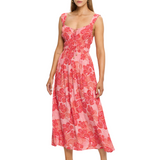 Riviera Midi Dress Pink Floral