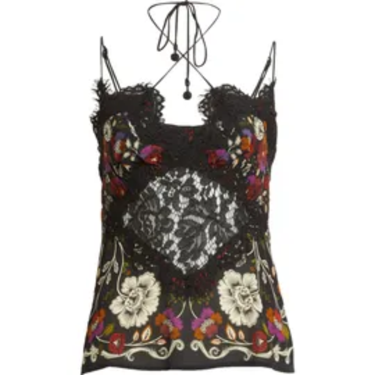 Rococo Flowers Lace Top Black