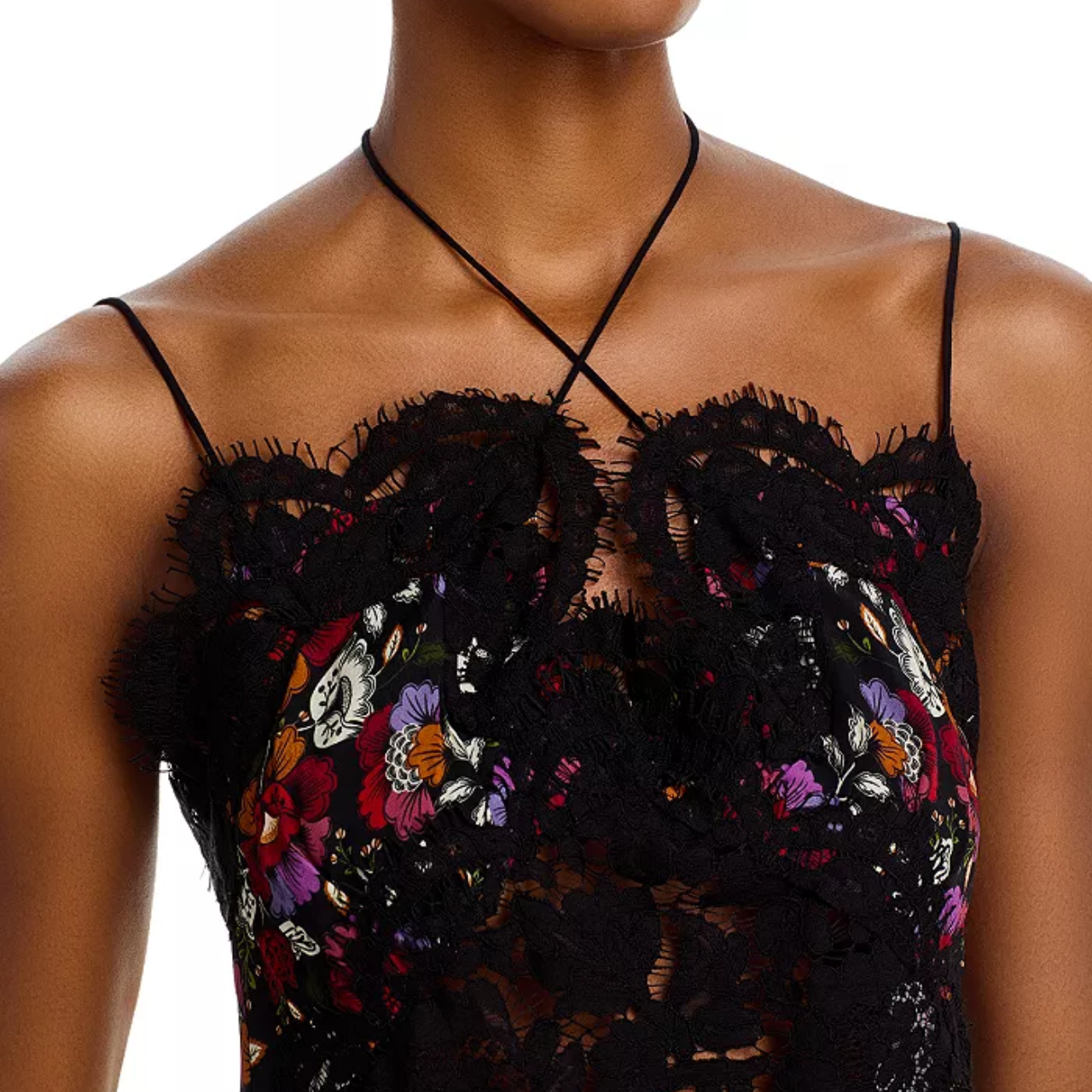 Rococo Flowers Lace Top Black