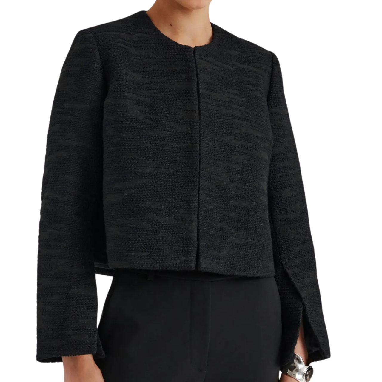 Ruthie Cropped Boucle Blazer Black