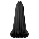 Sabrina Halterneck Ruffled Maxi Dress Black