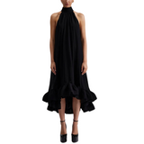 Sabrina Halterneck Ruffled Maxi Dress Black