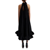 Sabrina Halterneck Ruffled Maxi Dress Black