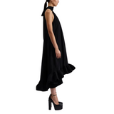 Sabrina Halterneck Ruffled Maxi Dress Black