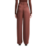 Satin Wide Leg Trousers Dark Rosewood