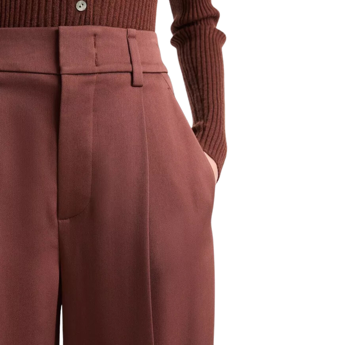 Satin Wide Leg Trousers Dark Rosewood