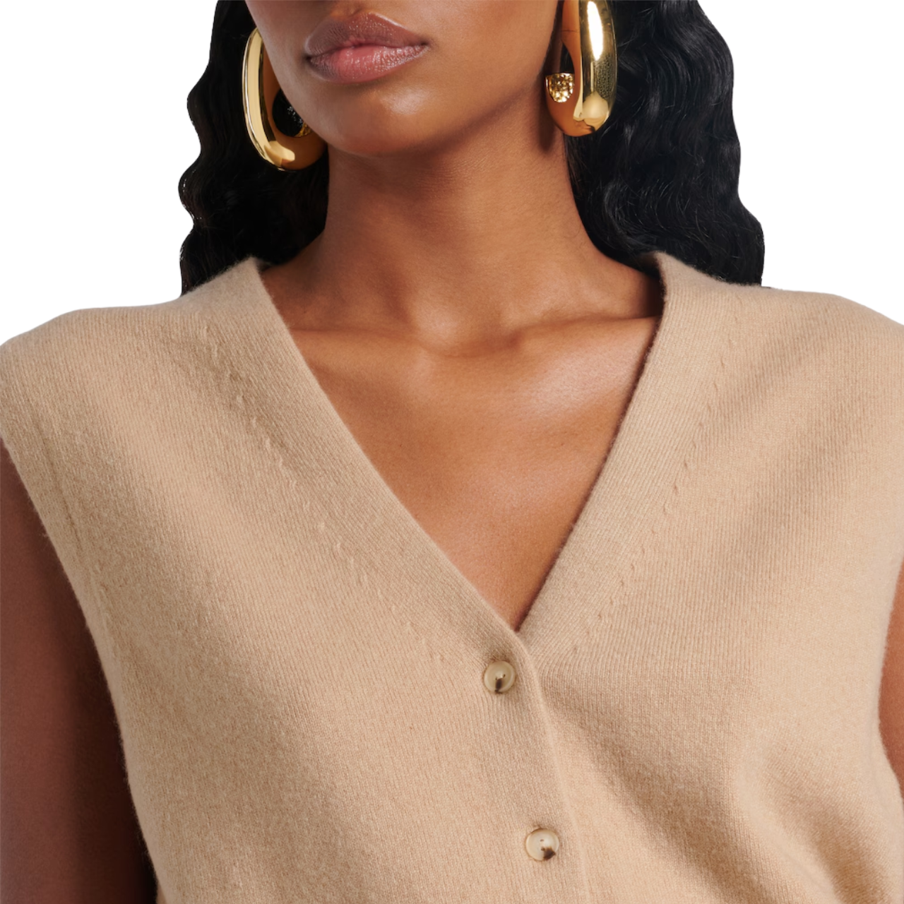 Shrunken Button Vest Camel