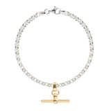 Silver Belcher Bracelet With Gold T-Bar