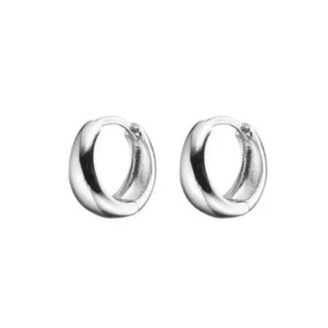 Silver Chunky Huggie Earrings