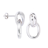 Silver Double Link Stud Earrings