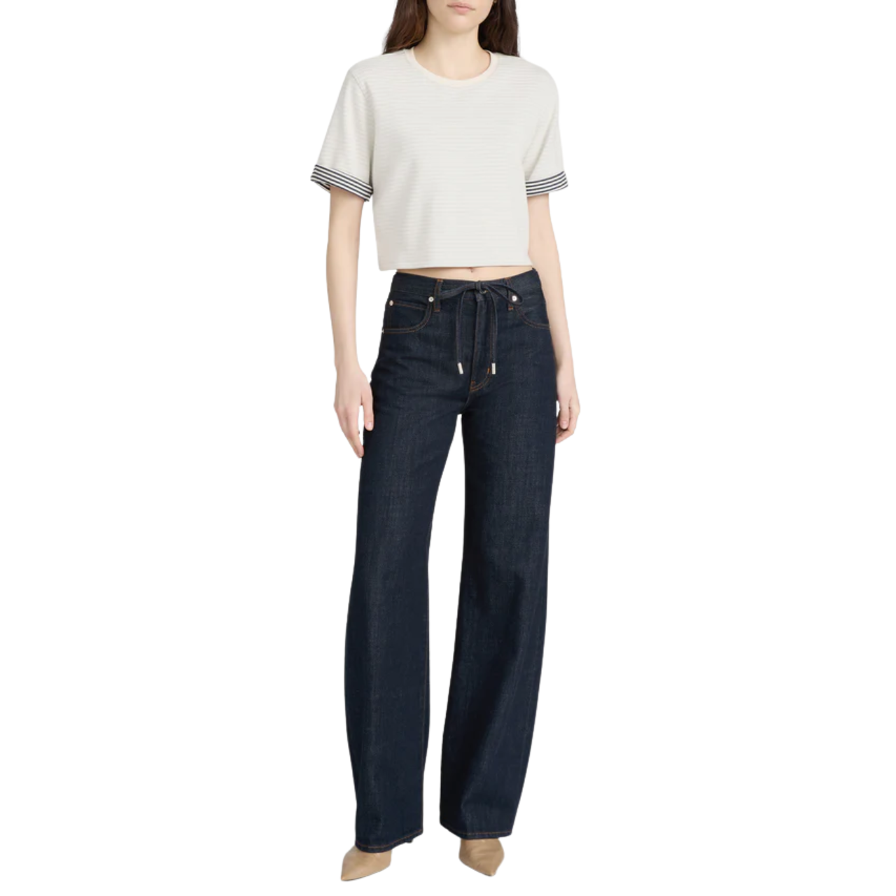 Stripe Cuff Top Cream