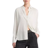 Striped Stretch Slim Blouse Pale Bone