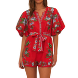 Sweet Bloom Bouquet Red Romper