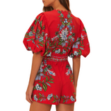 Sweet Bloom Bouquet Red Romper