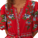 Sweet Bloom Bouquet Red Romper