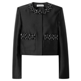 Taffeta Embellished Trim Jacket Black