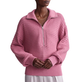 Tara Pointelle Half Zip Foxglove