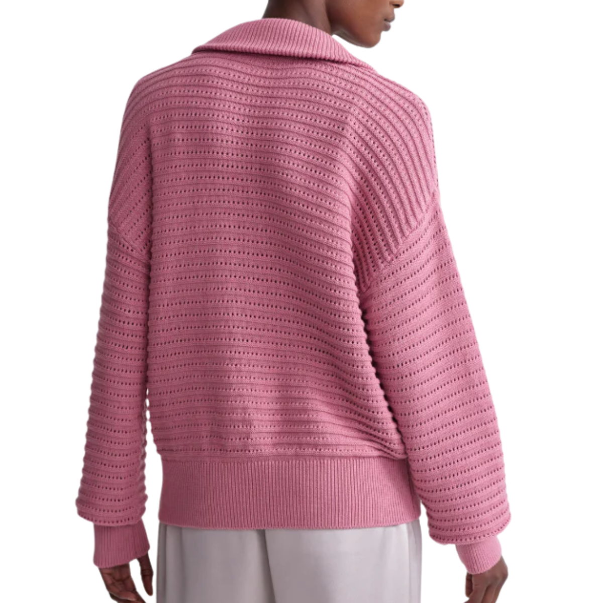 Tara Pointelle Half Zip Foxglove