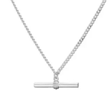 Curb Tbar Necklace Silver