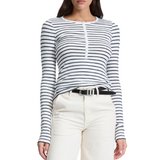 The Knit Stripe Henley White Multi