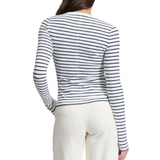 The Knit Stripe Henley White Multi