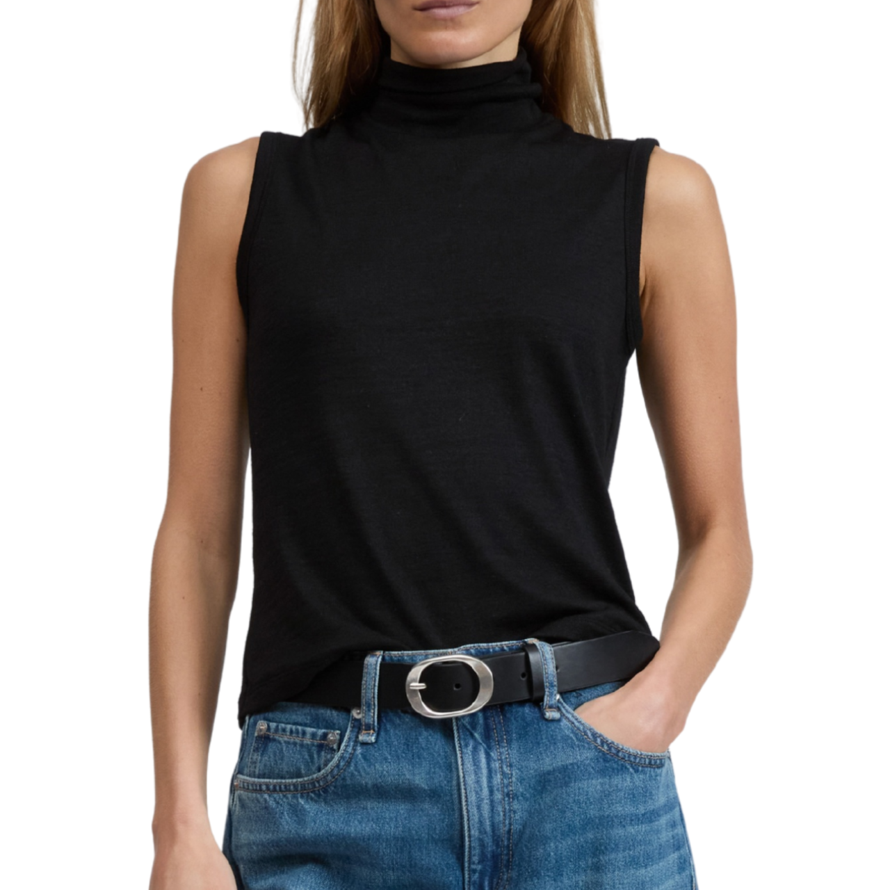 The Knit T-Neck Tank Black