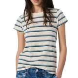The Slub Stripe Tee Ivory Blue Stripe