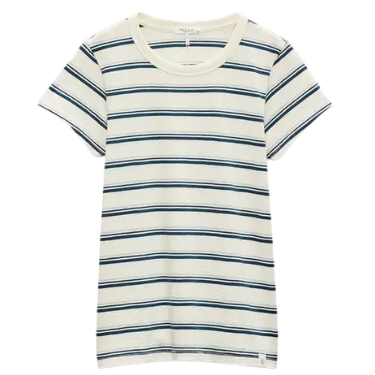 The Slub Stripe Tee Ivory Blue Stripe