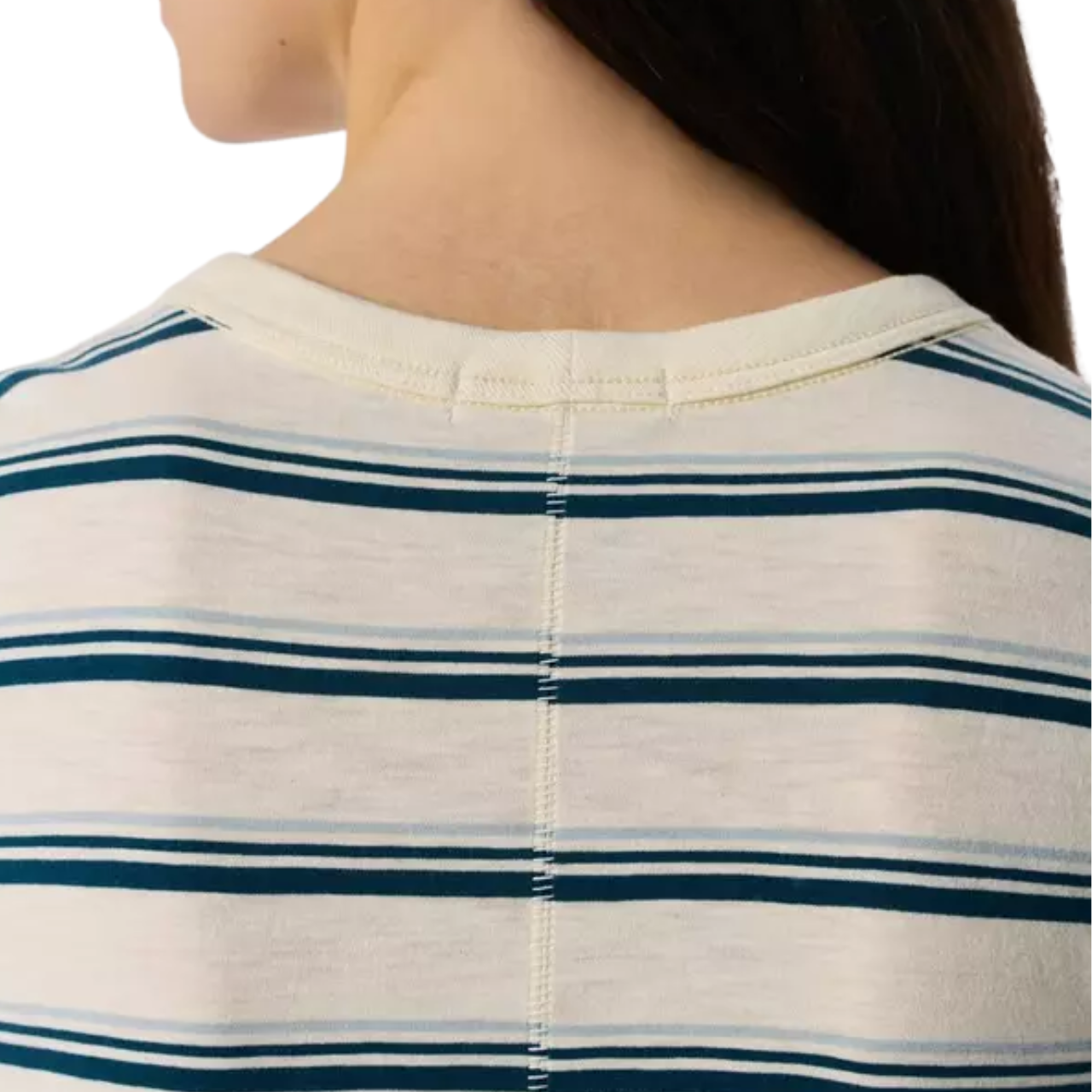 The Slub Stripe Tee Ivory Blue Stripe