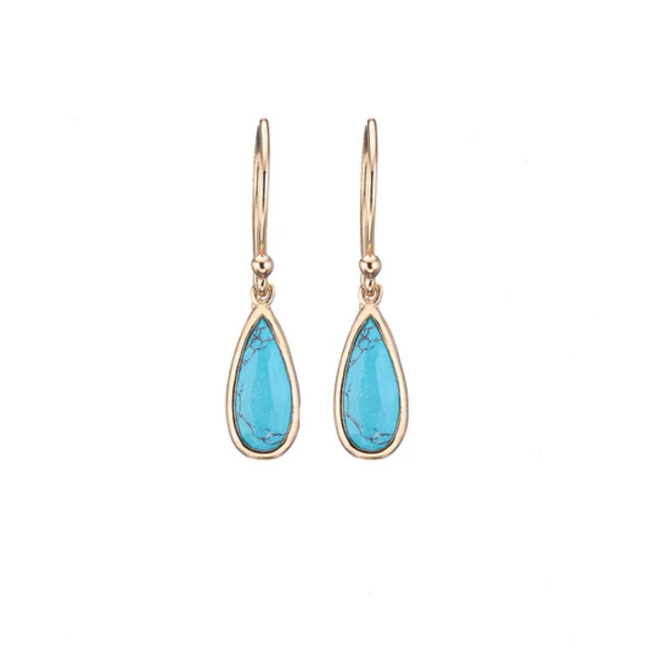 Turquoise Slim Drop Earrings Gold