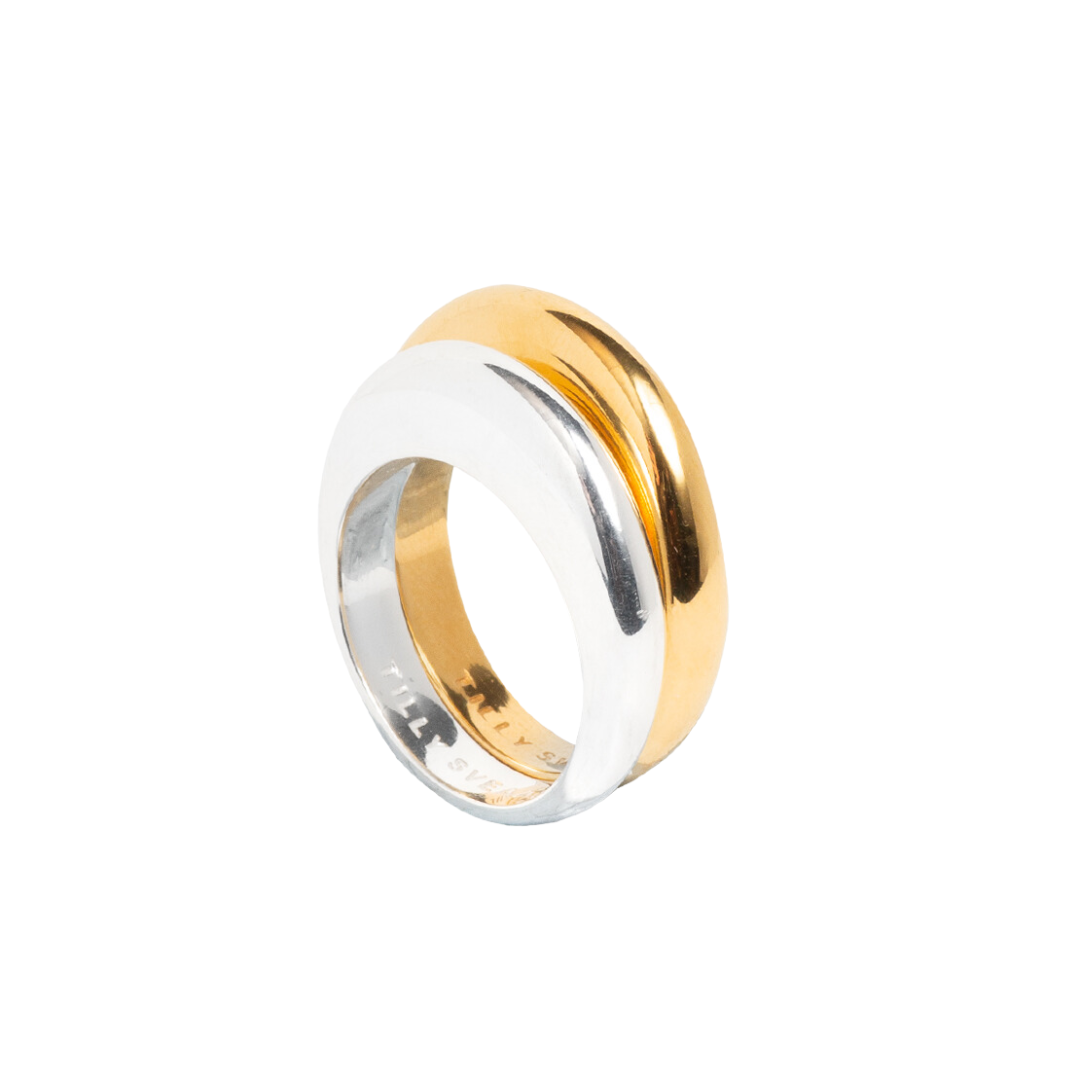 Silver and Gold Double Slice Ring Set 54