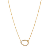 Gold Pave Oval Necklace