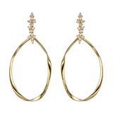 Gold Teardrop & Zircon Earrings