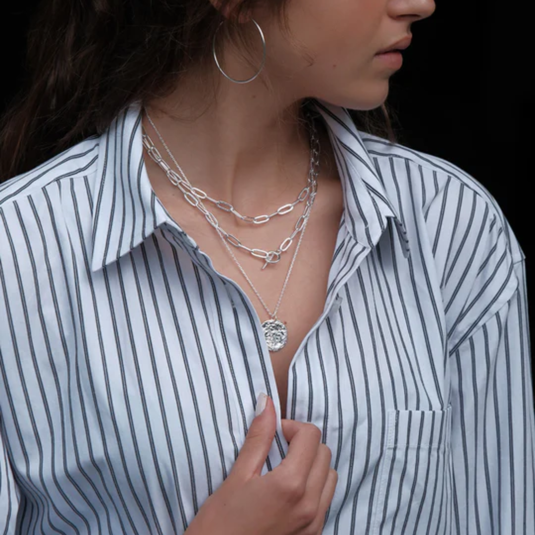 Silver Link T-Bar Necklace