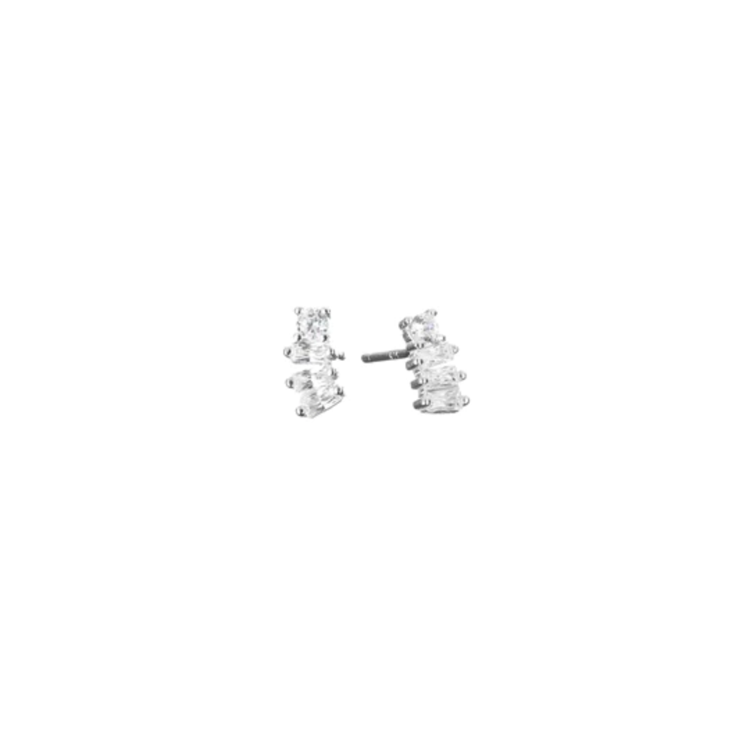 Silver Baguette Stud Earrings