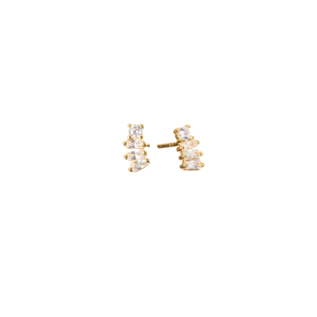 Gold Baguette Stud Earrings