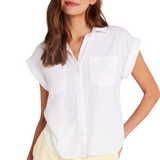 Slouchy Short Sleeve Button Down White