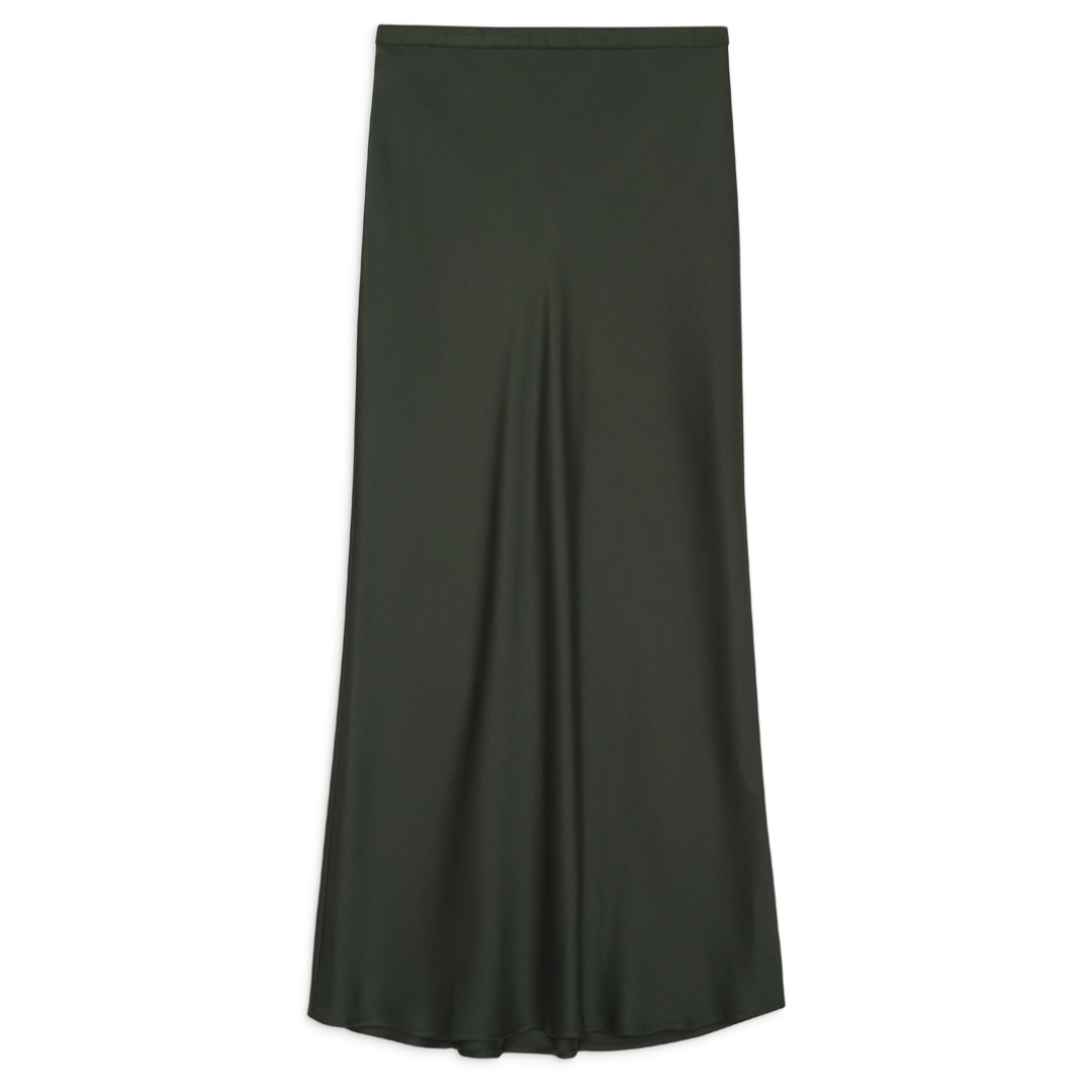 Bar Silk Skirt Dark Olive