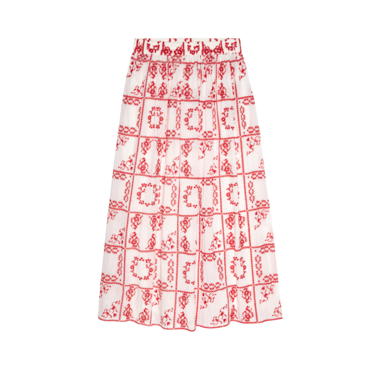 Dax Skirt Ivory Red Handkerchief