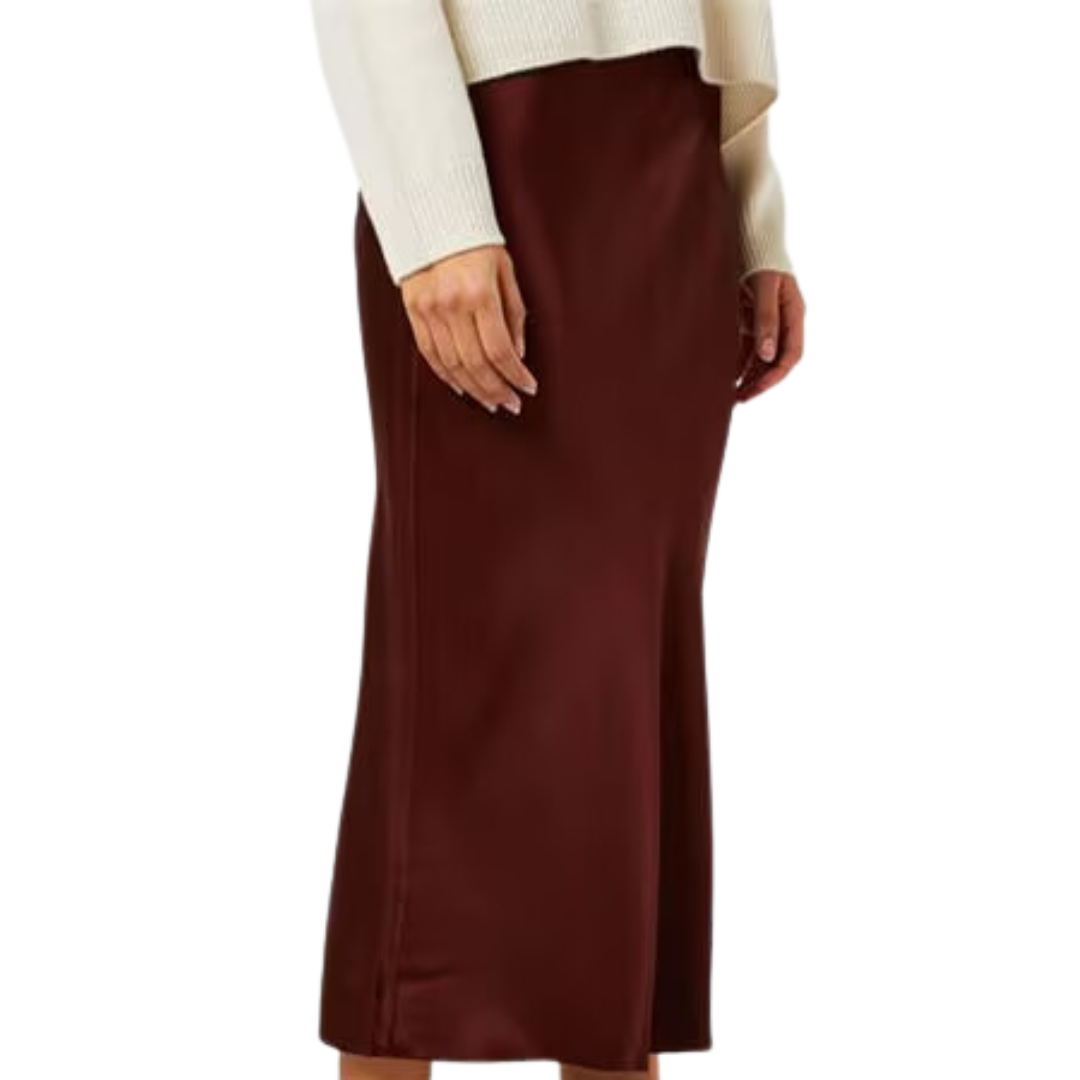 Bar Silk Skirt Bordeaux