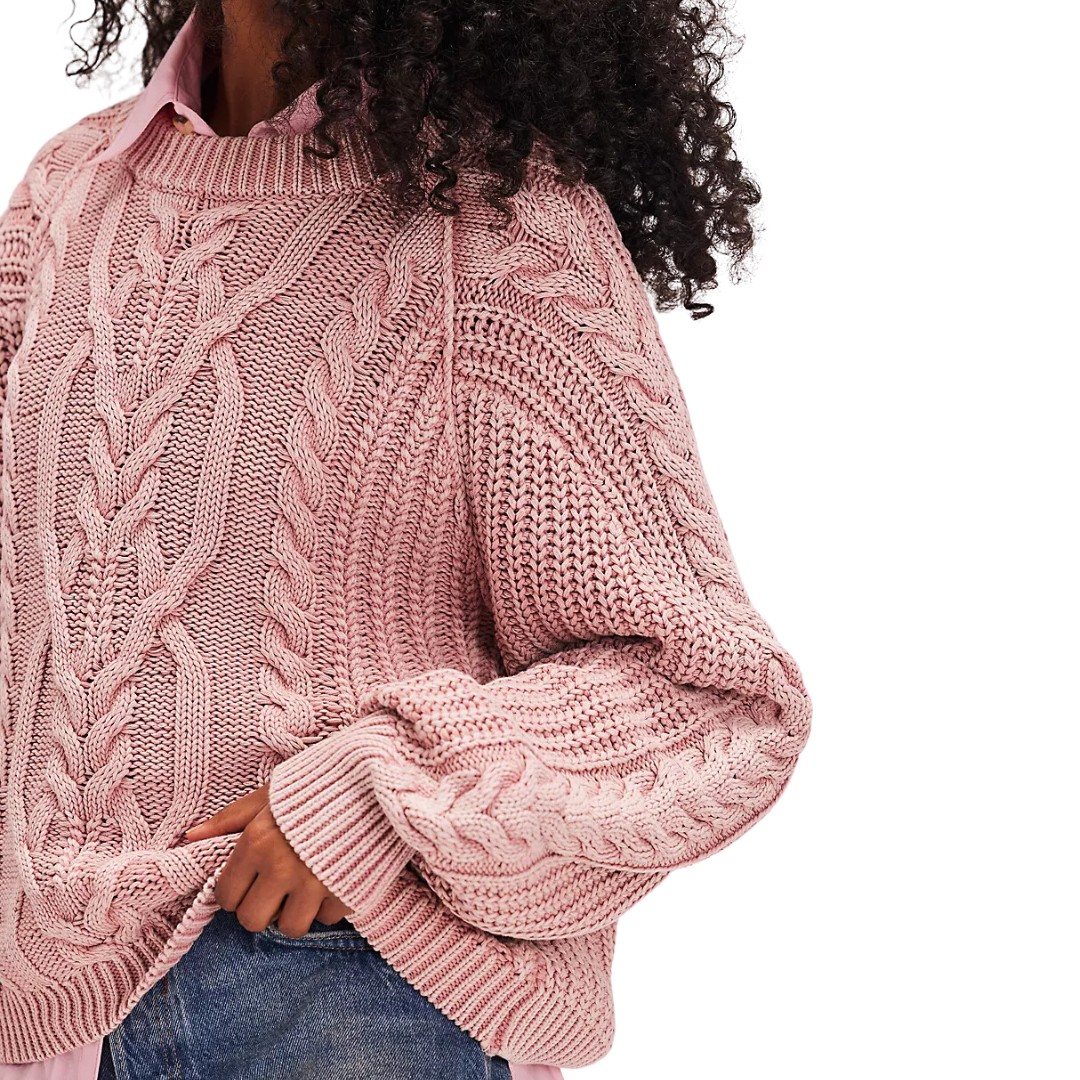 Frankie Cable Sweater Misty Rose