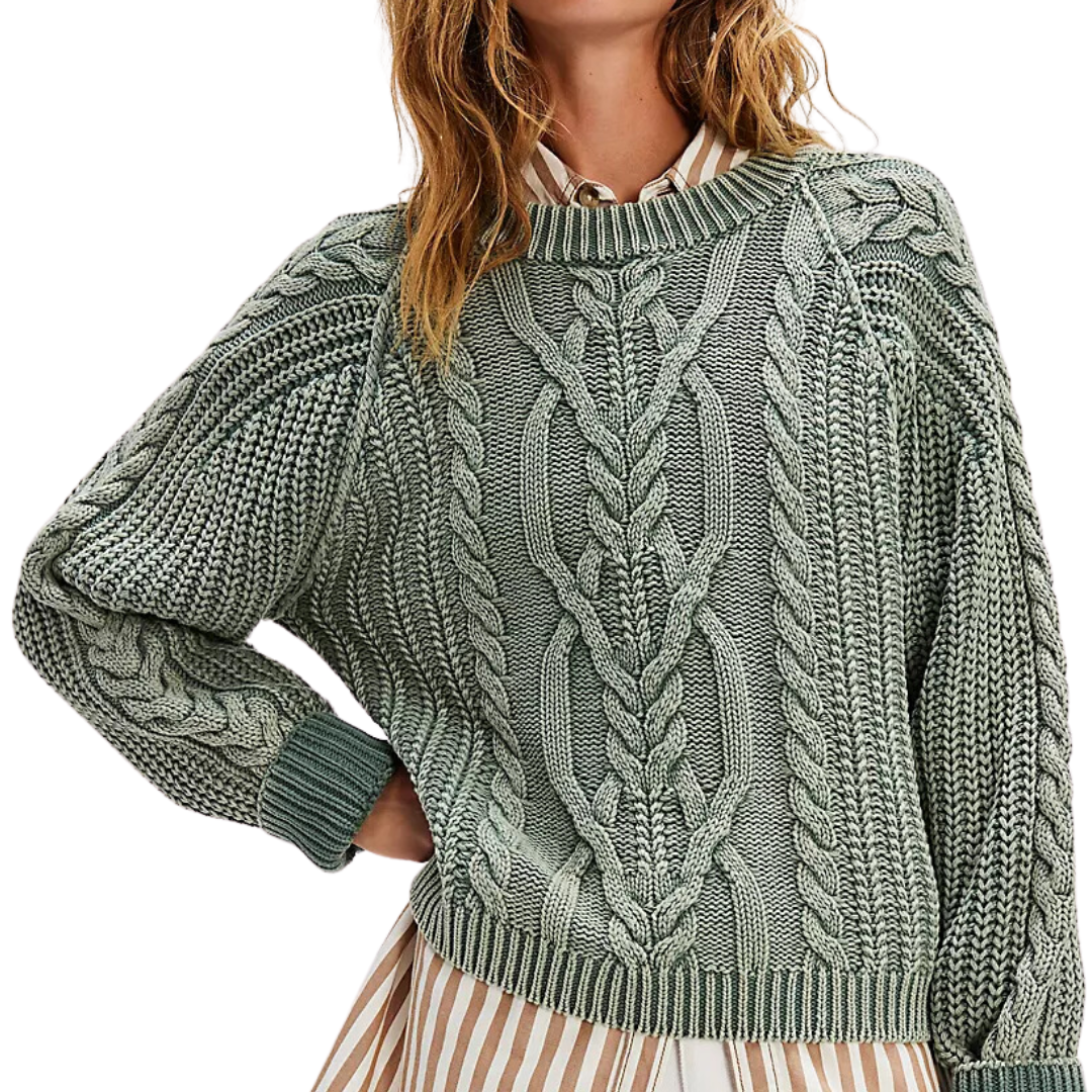 Frankie Cable Sweater Sea Spray