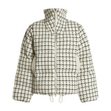 Eugene Check Short Puffer- Egret Mono Check