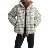 Eugene Check Short Puffer- Egret Mono Check